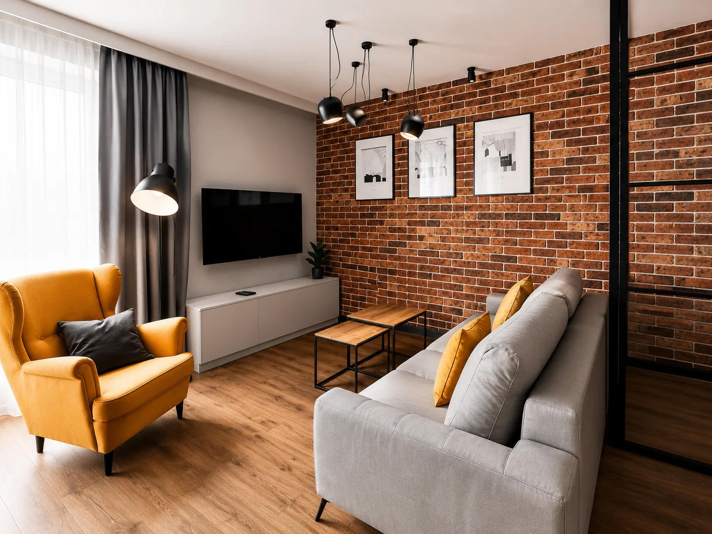 Apartament w klimacie stoczniowego Gdańska — salon (2)